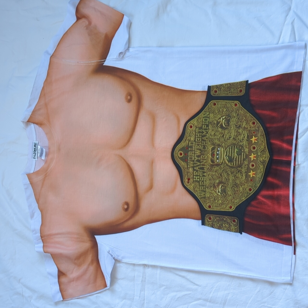 FAUX REAL Photorealistic Apparel Wrestling Wrestler Shirt LARGE